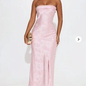 Elegant Pink Floral Satin Dress